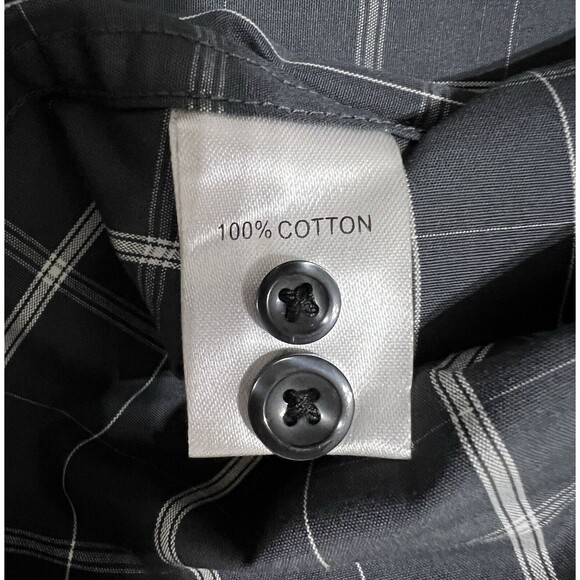 Roundtree & Yorke Button Down Shirt Mens XL Long Sleeve 80s Two-Ply Fabric, Grey - Picture 9 of 13